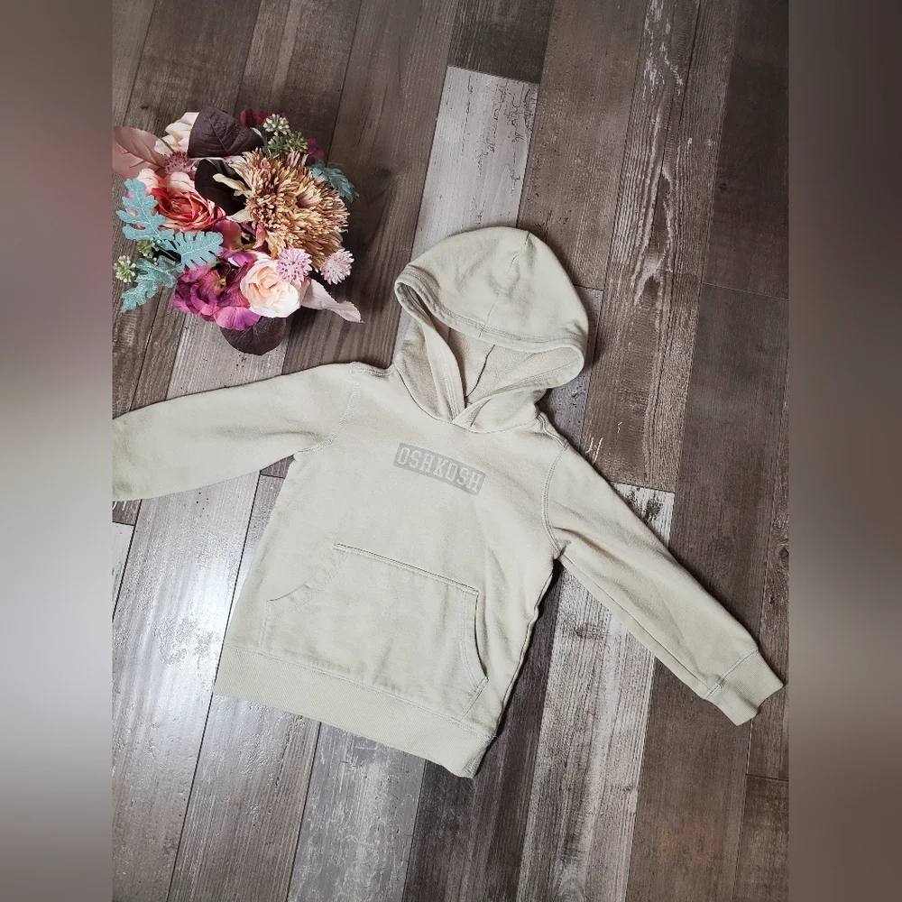 OshKosh B'gosh Beige Cream Fleece Pullover Hoodie Toddler Boy NWOT